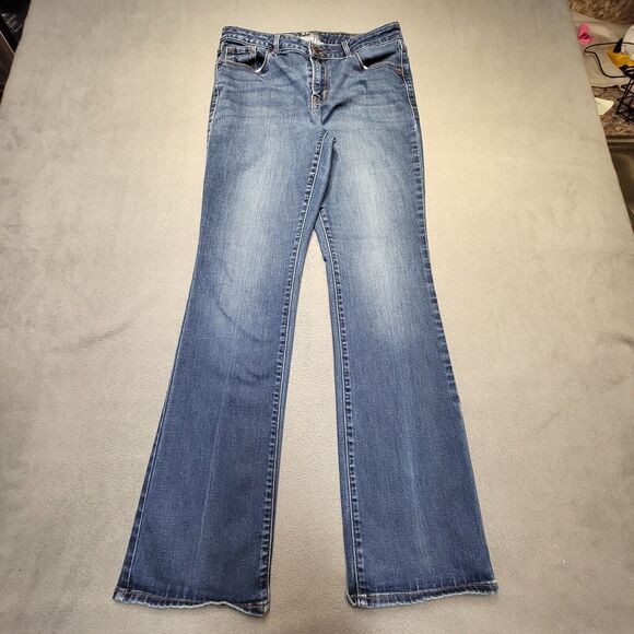 Old Navy Jeans Womens 8 Blue Boot Cut Distressed Denim Stretch - Picture 1 of 10